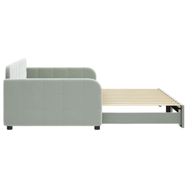 Dagbädd utdragbar ljusgrå 100x200 cm sammet
