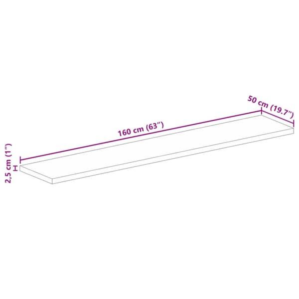Bordsskiva 160x50x2,5 cm rektangulär massiv akacia