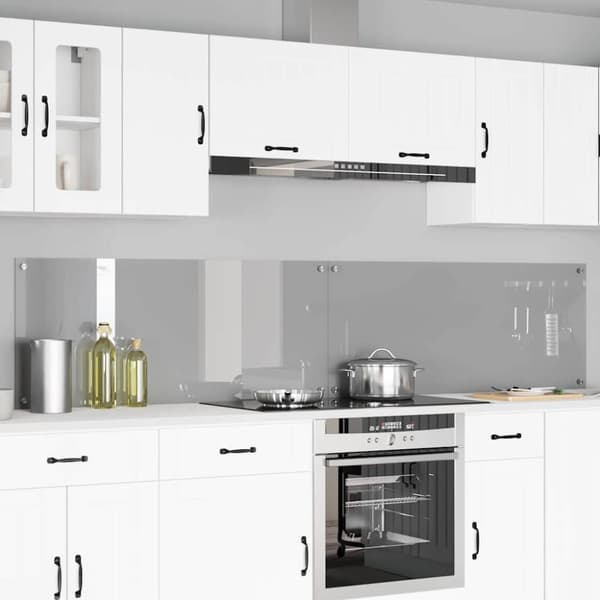 Köksskydd 2 pcs Ljusgrå 120 x 50 cm härdat glas