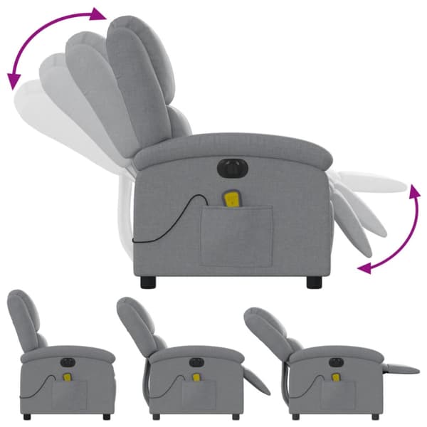 Elektrisk massagefåtölj ljusgrå tyg