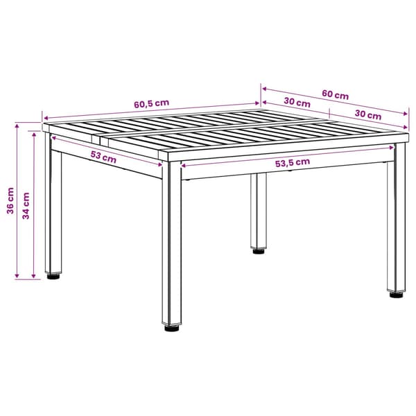 Kaffeebord Vit 60 x 60,5 x 36 cm Massivt Akaciaträ