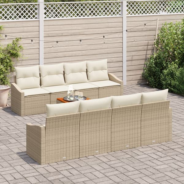 Trädgårdsoffset 9 pcs Beige och gräddfärgad konstrotting