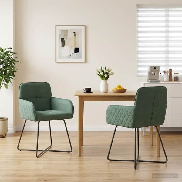 Matstolar 2 pcs Sammet Havgrön 59 x 56,5 x 86 cm