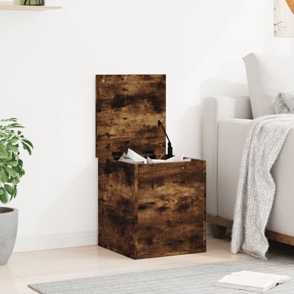 Förvaringslåda rökfärgad ek 40x42x46 cm konstruerat trä