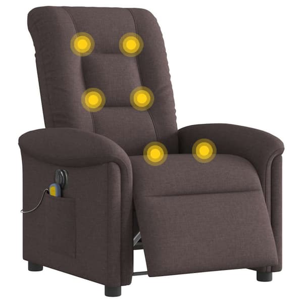 Elektrisk massagefåtölj mörkbrun tyg