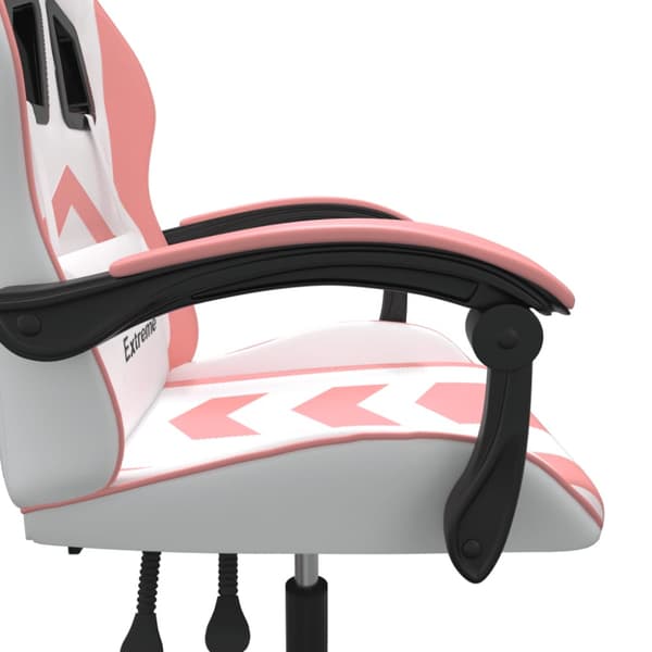 Gamingstol vit och rosa konstläder