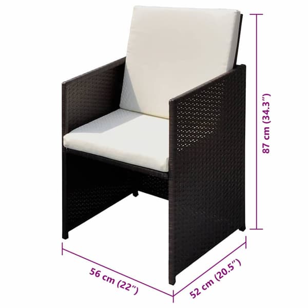 Trädgårdsstolar 3 st Brun Poly rattan
