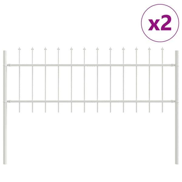 Trädgårdsstängsel 2 pcs Vit 3,4 x 0,6 m Pulverlackerad stål