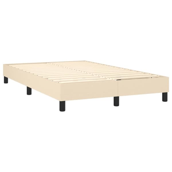Ramsäng med madrass & LED gräddvit 120x200 cm tyg