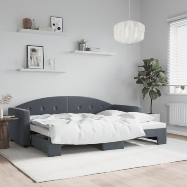Dagbädd utdragbar mörkgrå 80x200 cm sammet
