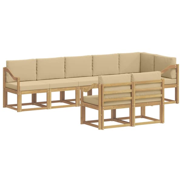 Utomhussoffset med kudde 8 pcs Vit och Beige Polyester