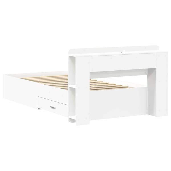 Sängram med förvaring Vit 80 x 200 cm Konstruerat trä