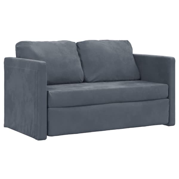 Golvbäddsoffa 2-i-1 mörkgrå 122x204x55 cm sammet