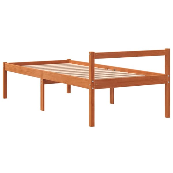 Sängram vaxad brun 90x200 cm massiv furu
