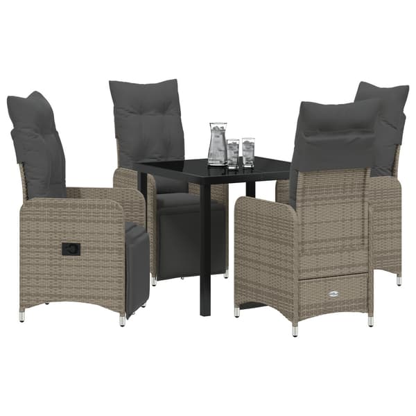 Trädgårdsmöbelset 5 pcs Grå konstrotting