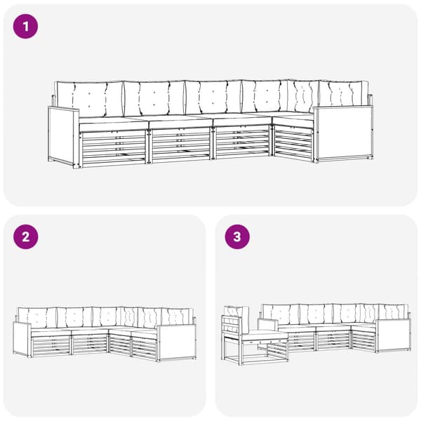 Utomhussoffset med kudde 5 pcs Naturlig och Antracit