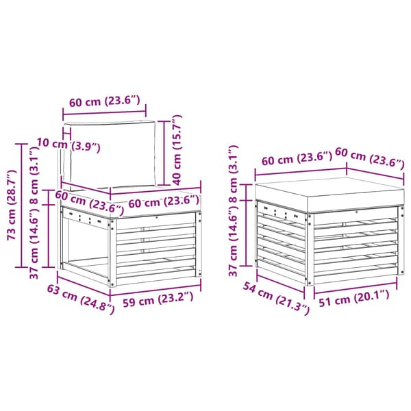 Utomhussoffset 4 pcs Vit och antracit 185,5 x 122,5 x 73 cm