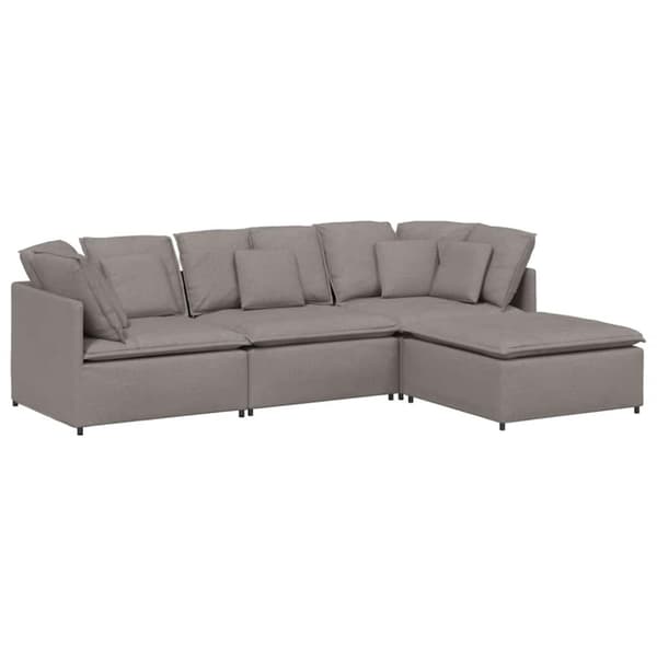 Modulsoffa med fotpall och dynor i taupe