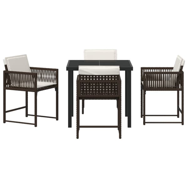 Trädgårdsmöbelset 5 pcs Brun konstrotting