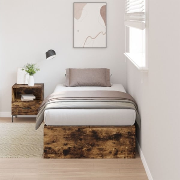 Sängram med förvaring rökt ek 90x190 cm