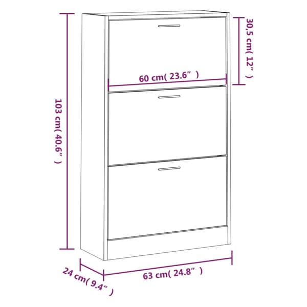 Skoskåp vit 63x24x103 cm konstruerat trä