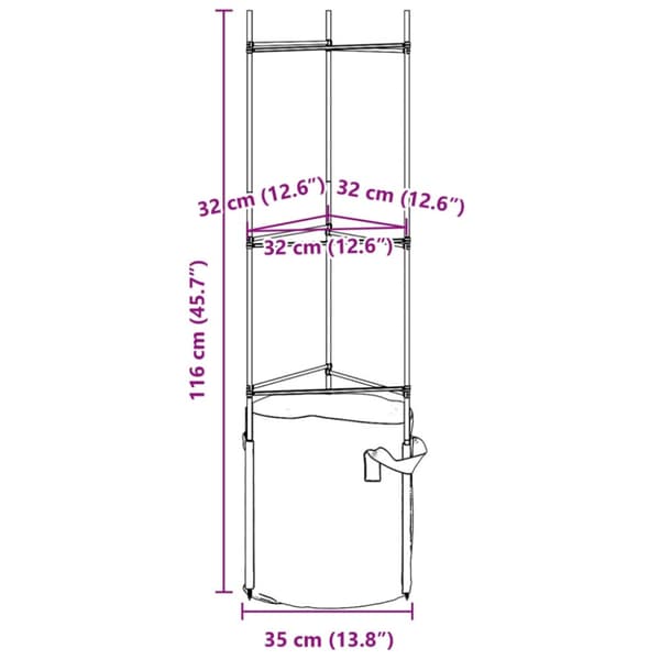 Tomatbur med växtpåse 2 st 116 cm stål och PP