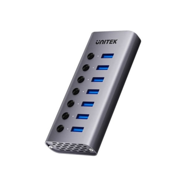Unitek H1314A - hubb - 7-i-1, individuella strömbrytare - 7 portar