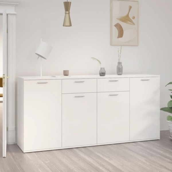 Skänk vit högglans 160x36x75 cm konstruerat trä