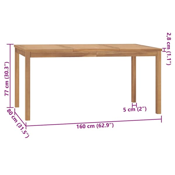 Trädgårdsbord 160x80x77 cm massiv teak
