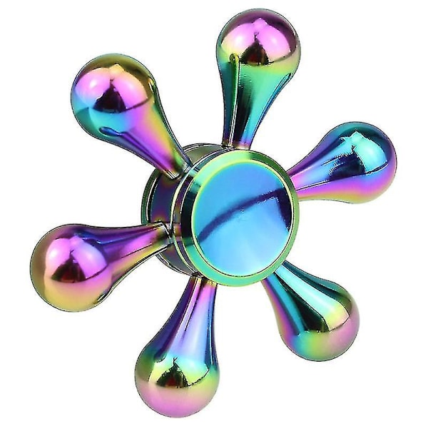 Regnbågsfärgad metall finger spinner kullager spinner leksak vuxenleksaker för barn elektropläterad hybrid kullager fidget spinner roliga leksaker[D] A