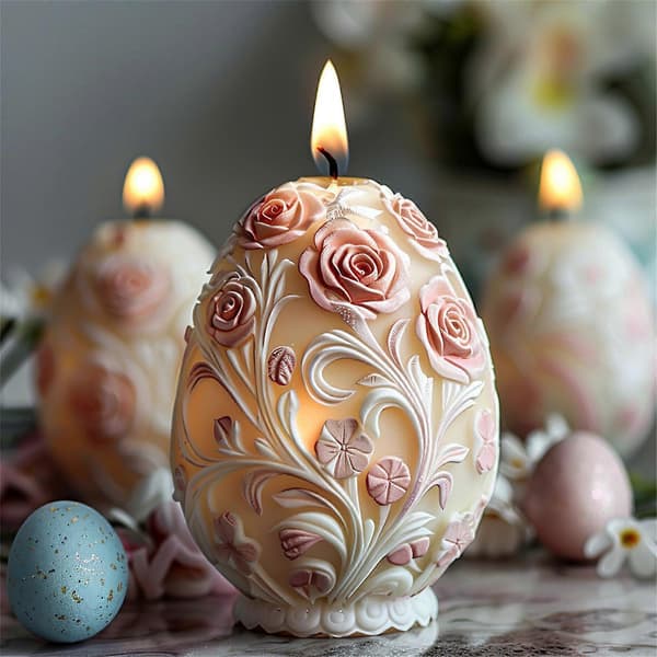 Silikoneforme Rose Blomst Lysforme Epoxy Resin Forme Støbeforme Påske Relief Æg Gipsforme Flerfarvet[D] A