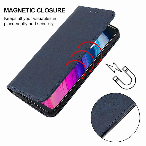 Magnetisk lærveske for TCL 505 Blue
