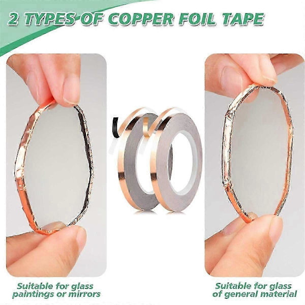Kopparfolie tejp för målat glas, 7/32 tum svart baksida silver baksida bred tejp för DIY Handi[D] As Shown
