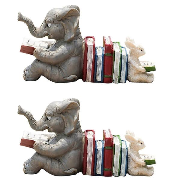 Elefant Djur Läser Studerar Staty Bokstöd Djur Staty Dekor Heminredning[D] As Shown