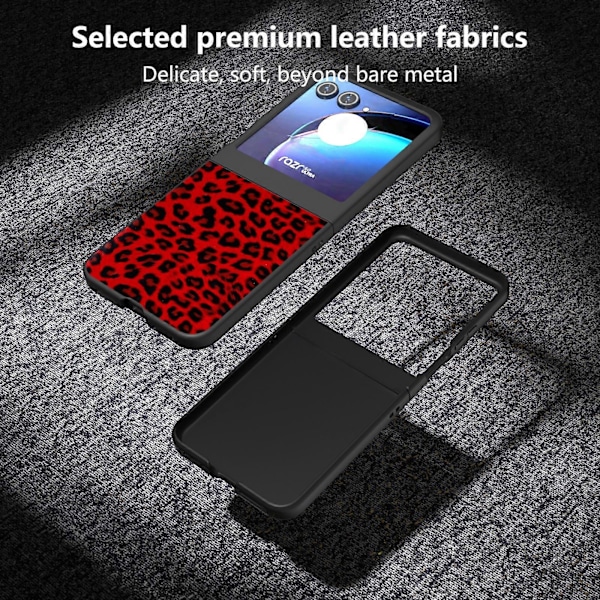 Telefondeksel for Motorola Razr 50 Red Leopard