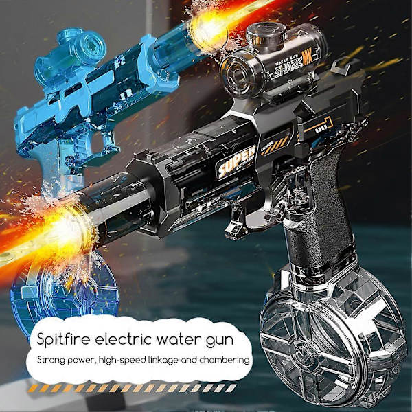 Elektrisk vattenpistol lång räckvidd automatisk vattenpistol med belysning vattenblästrar för barn vuxna[D] Grey