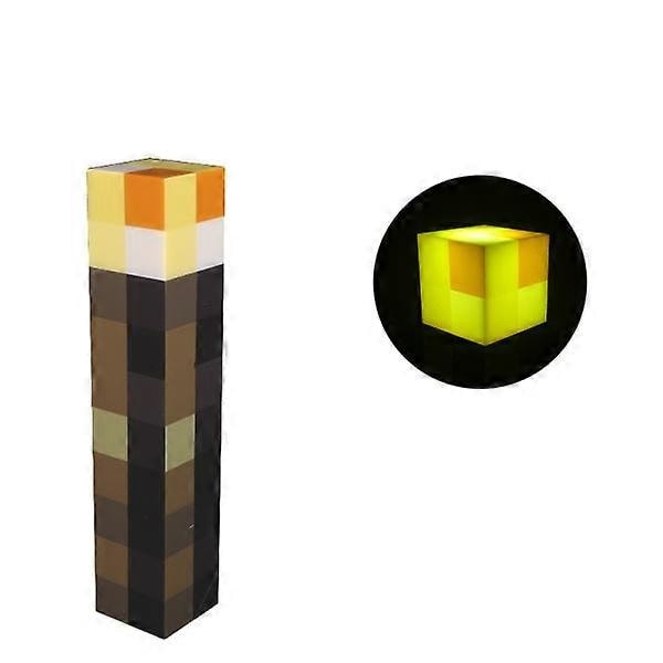 Minecraft LED Fakkel, 28 cm USB Nattlys, Offisiell Brownstone Fakkellys for Barnerom og Gamere