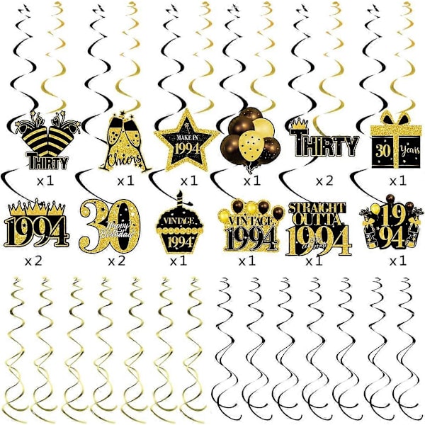 30 års fødselsdagspynt Glad 30 års fødselsdag Banner 30 års jubilæum Guld Glitter Fødselsdagspynt