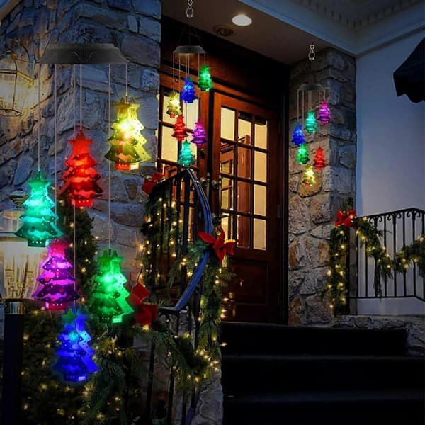 Solar LED Have Udendørs Vindspil Farveskiftende Lys Julevindspil[D]