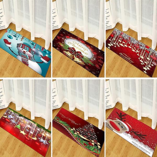 Gladlynt Tecknad Jultomte & Älg Matta - Halkfri Golvmatta, 40x120cm, Juldekoration för Sovrum, Vardagsrum, Kök, Barnrum[D]
