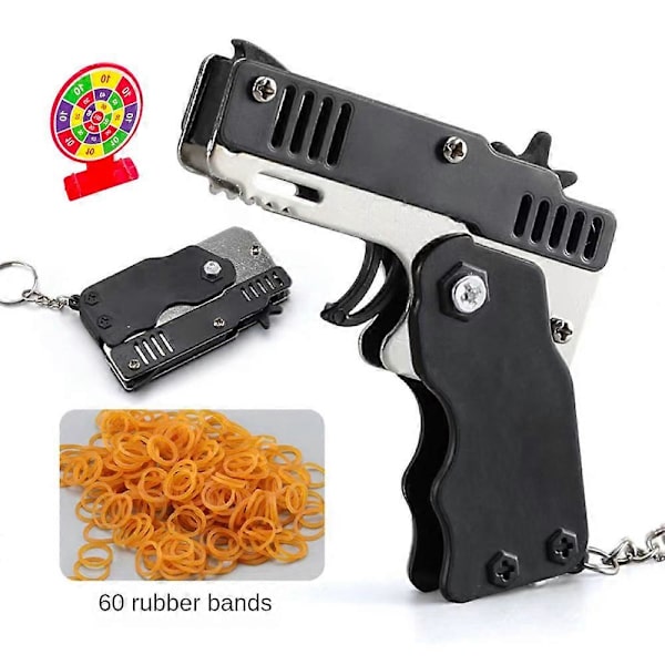 Mini Gummibåndspistol Legetøj Metal Med Nøglering Elastisk Sikker For Børn Udendørs Fest