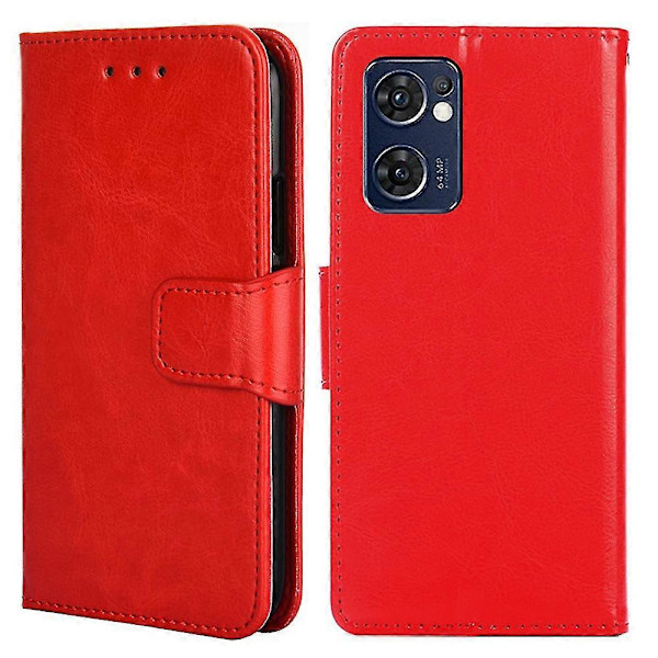 Magnetiskt stängande plånboksfodral i PU-läder för Oppo Find X5 Lite Smartphone Red