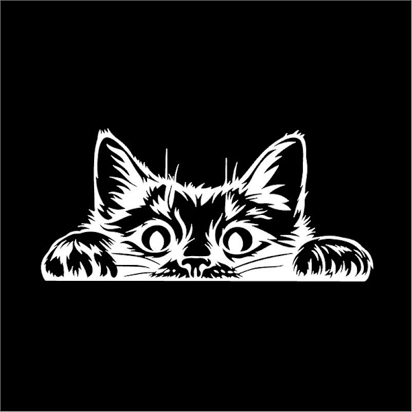 Rolig Katt som tittar ut Vinyldekal Bilruta Dörr Stötfångare Dekaler Söta Katter Silhuett Vinyldekal för Laptop Dekorativ