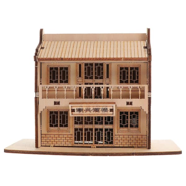 Træmodel Samlesæt Legetøj til Børn 3D Puslespil Legetøj 3 Sæt DIY Model Kit[D] Light Brown 15X11cm