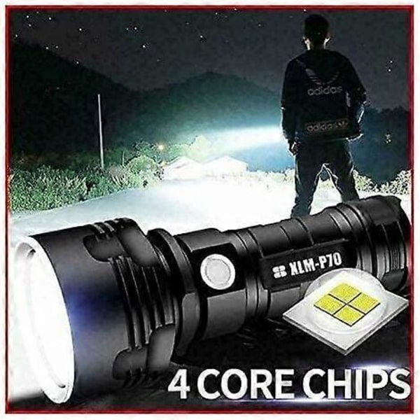 P70 Ficklampa, 30000-100000 Lumen Hög Effekt LED Ficklampa Vattentät Ultra Ljusstark, Ficklampa Xlm-P70 50w Den Mest Kraftfulla 3 Lägen