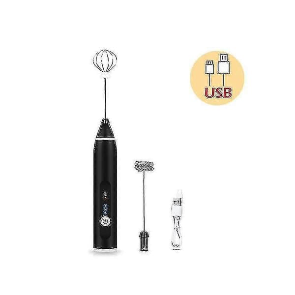 Elektrisk mælkeskummer USB genopladelig, piskeris, skummer, sort[D] Pink