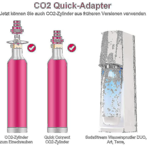 Hurtigkobling CO2-adapter kompatibel Sodastream vandsprinkler Duo Art, Terra, Tr21-4 Jnnjv