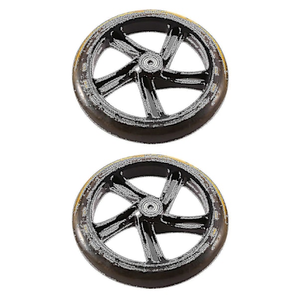 2 Stk. Løbehjulshjul 200 mm PU Materiale Hjul Tykkelse 30 mm Abec-7 Leje Løbehjulstilbehør, transparent Sort[D]