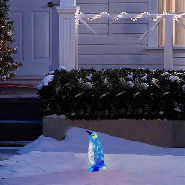 Julepynt 2023! Lysende glitrende dyr med stripelys for utendørs terrasse, forhåndsbelyste LED dekorative figurer[D] Blue