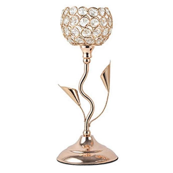 Gull Krystall Lysestake, Jern Blomsterformet Lysestake Lite Vintage Lysestakesett for Bordpynt, S[D]